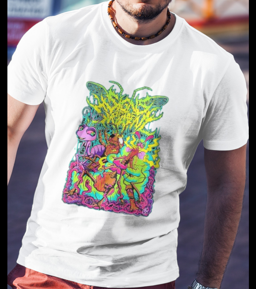 Signs Of The Swarm A Swarm’s Life Neon Psychedelic Insect Adventure T-Shirt