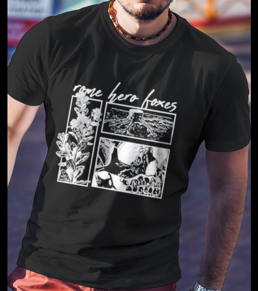 Rome Hero Foxes Floral And Skull Roots T-Shirt