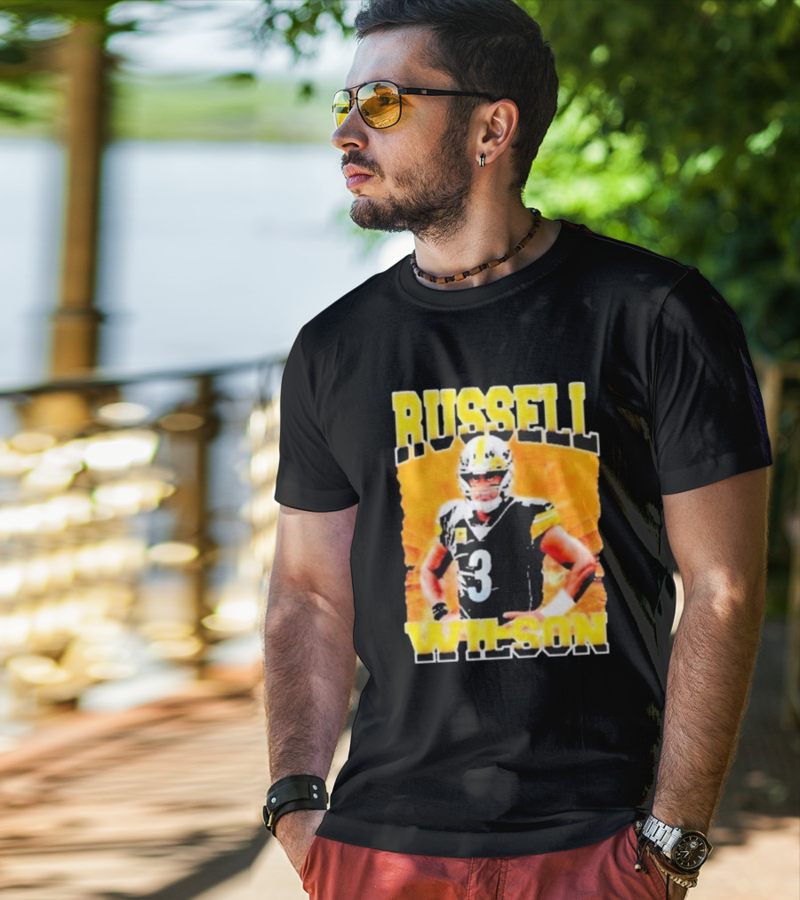 Russell Wilson Vintage Steelers Colors T-Shirt