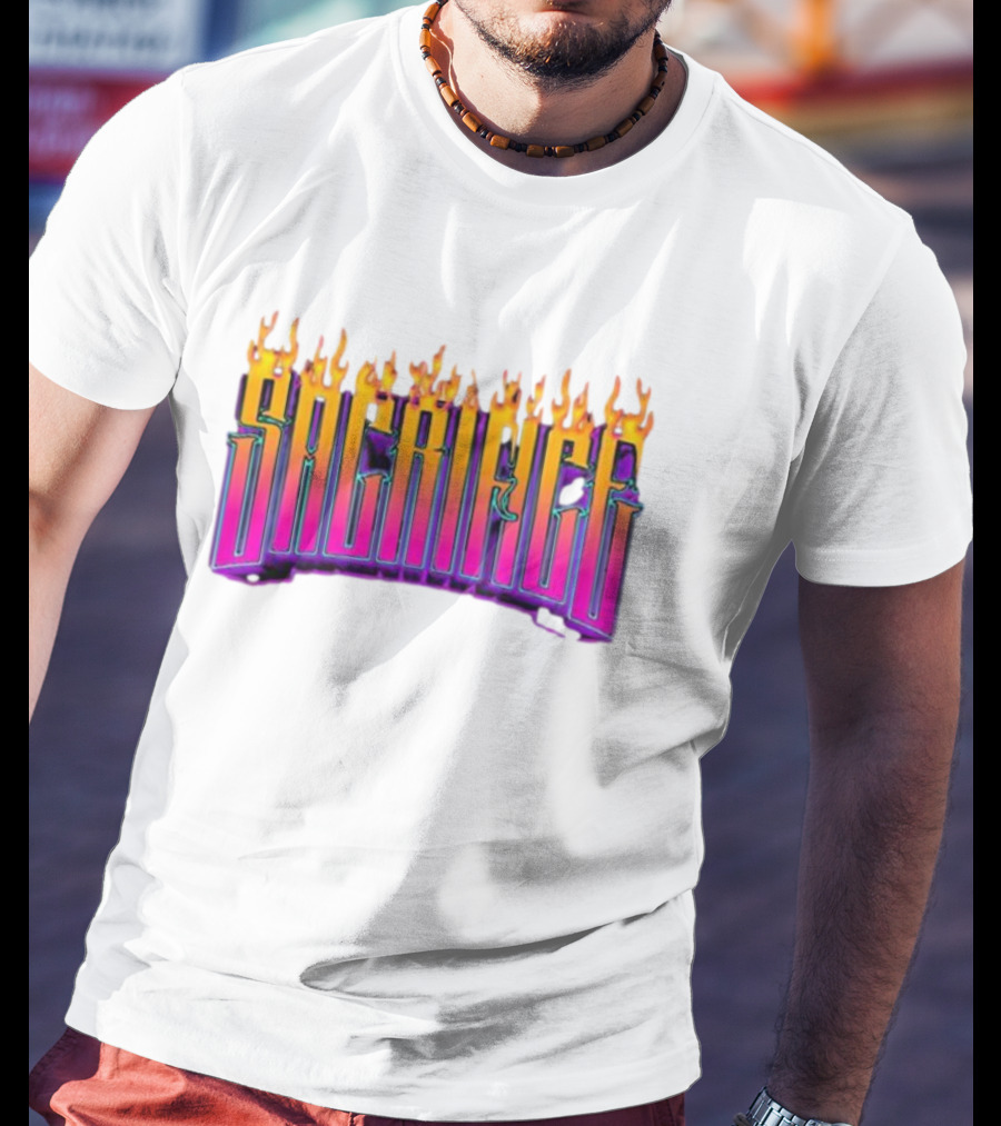 Sacrifice Hades Sunset Flame Text T-Shirt
