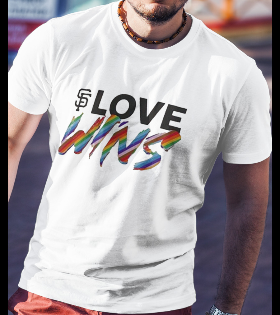 San Francisco Giants Love Wins Rainbow Text Fanatics Branded T-Shirt