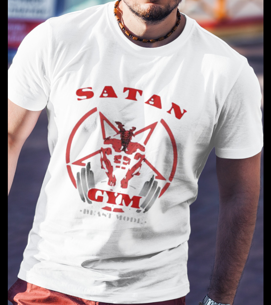 Satan Gym Beast Mode Pentagram Demon Weightlifting T-Shirt