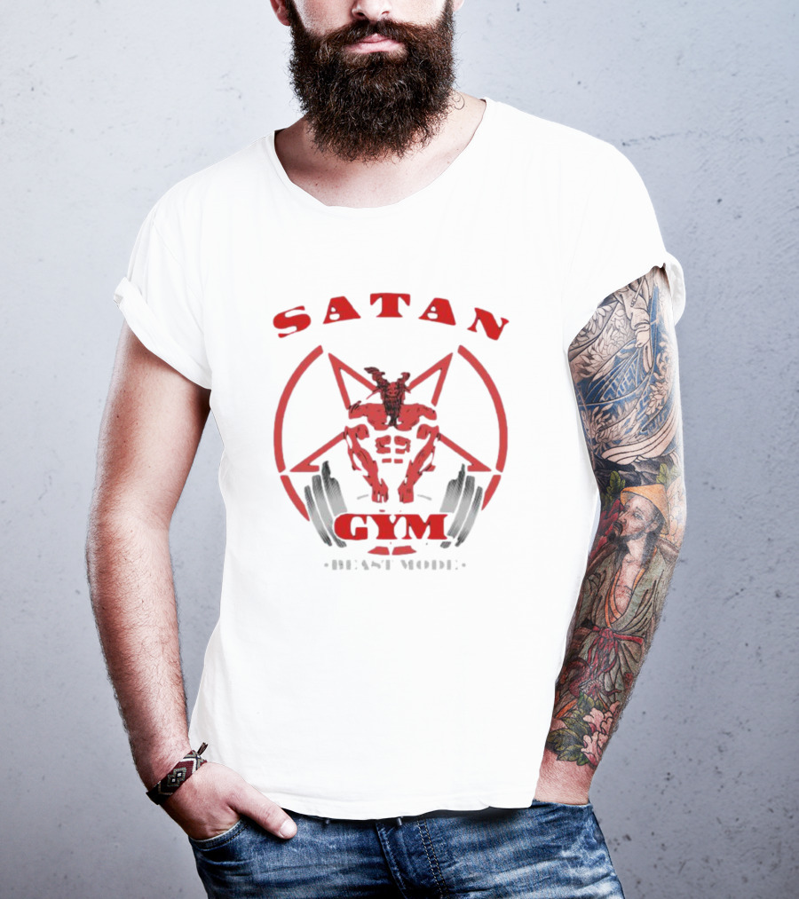 Satan Gym Beast Mode Pentagram Demon Weightlifting T-Shirt