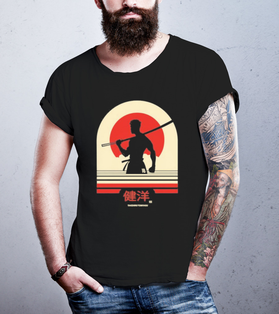 TAKEHIRO TOMIYASU 18 Retro Japanese Samurai T-Shirt