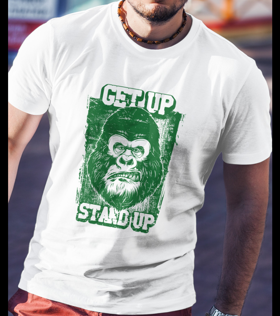 GET UP STAND UP Gorilla Face T-Shirt