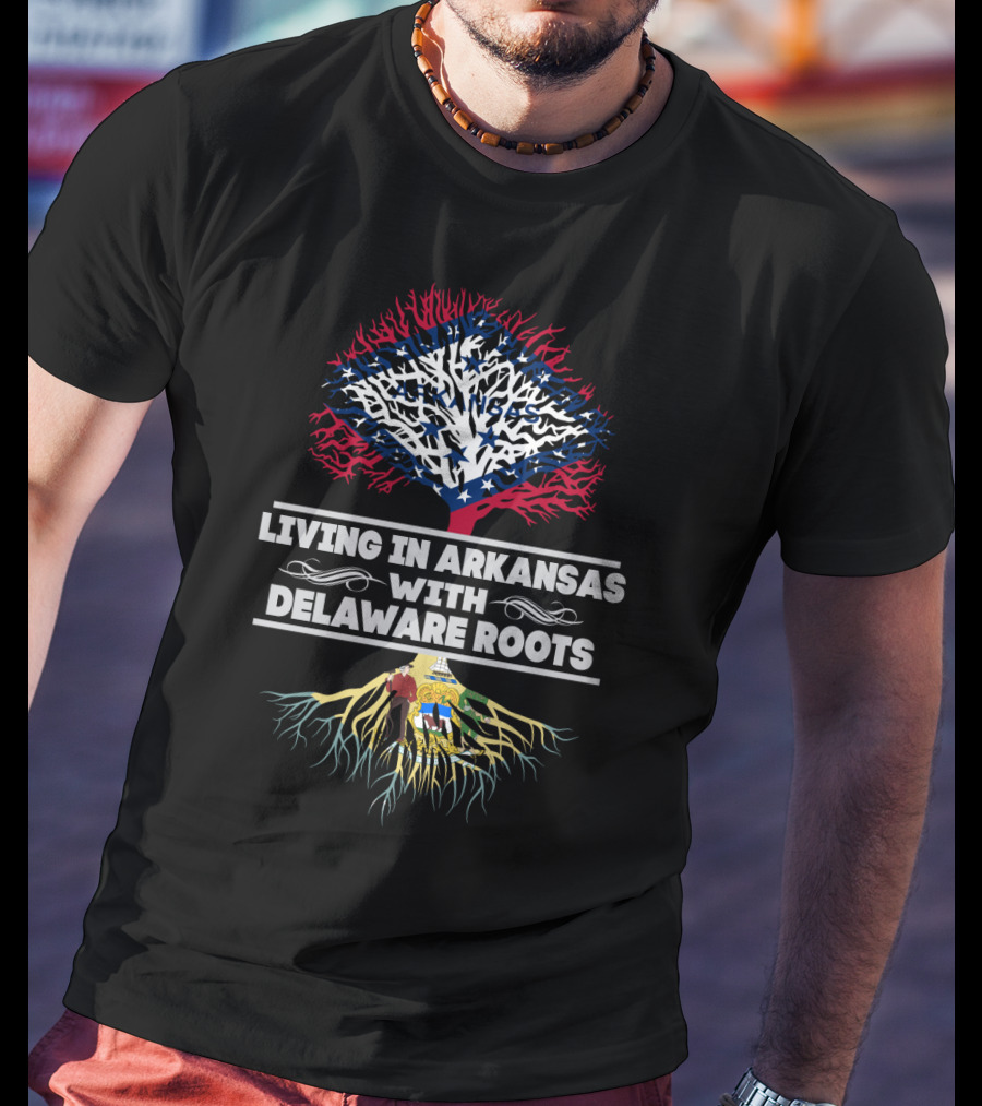 Arkansas Living With Delaware Heritage Featuring State Flag And Coat Of Arms T-Shirt