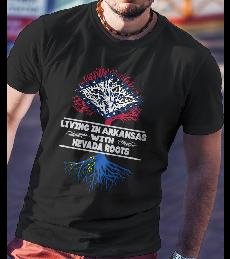 Living In Arkansas With Nevada Roots Arkansas Flag Tree T-Shirt