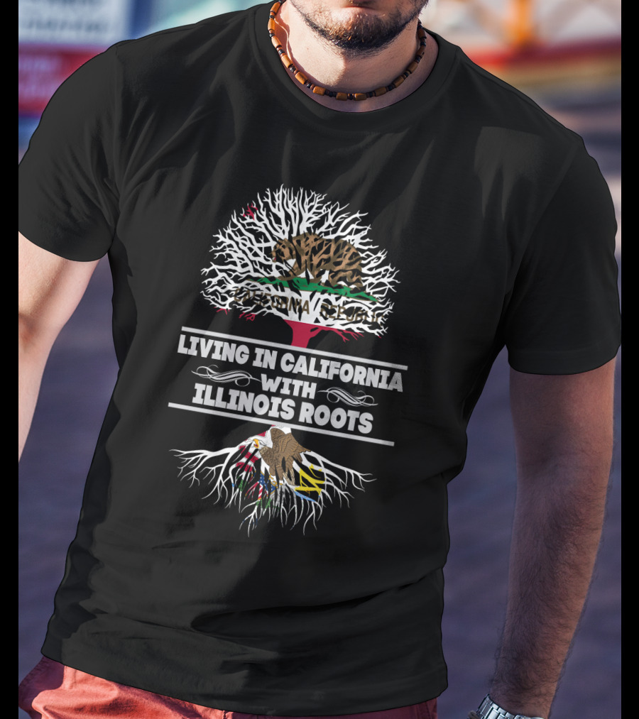 California Republic Bear Living In California With Illinois Roots Eagle T-Shirt