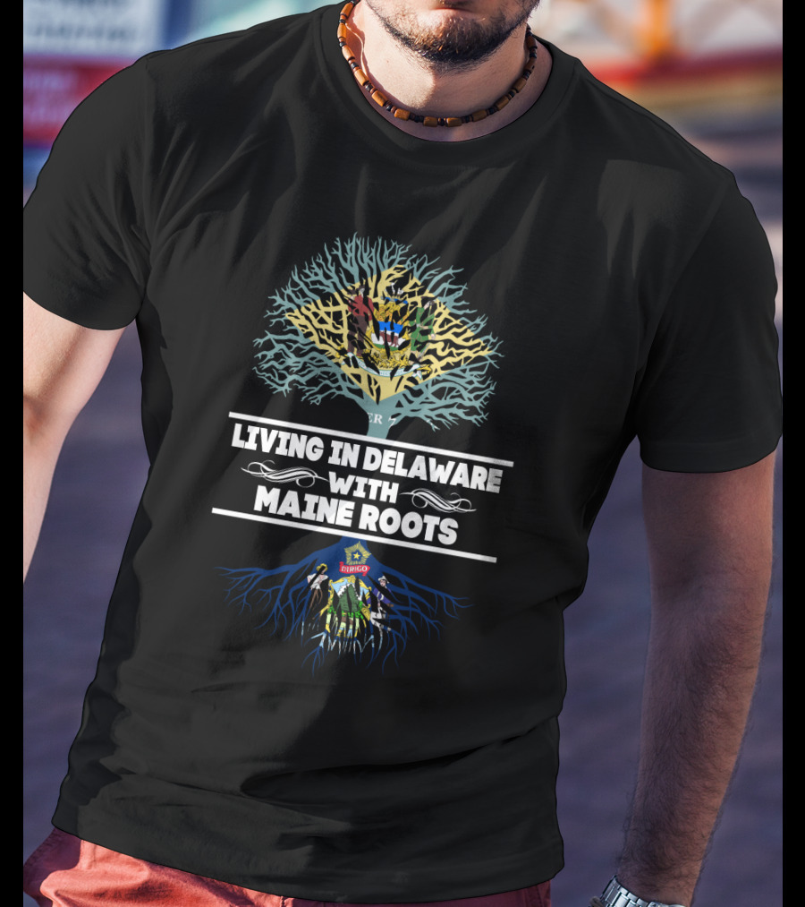 Delaware Life Maine Heritage Tree With State Coat Of Arms Roots T-Shirt