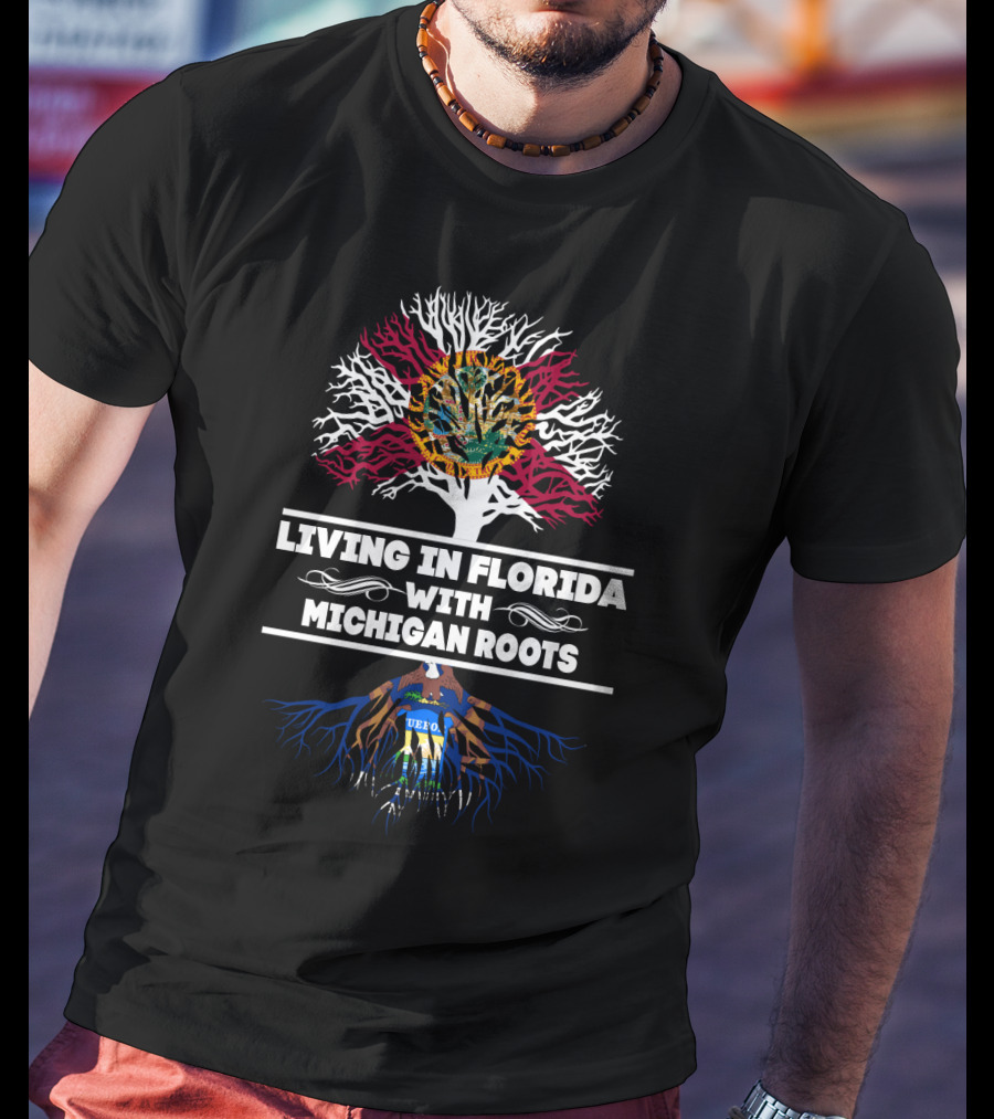Florida Lifestyle With Deep Michigan Connections Emphasized By Iconic State Symbols T-Shirt