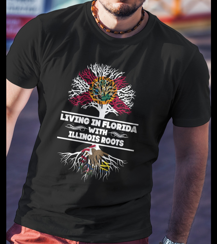 Florida Sun With Illinois Tree Roots State Pride T-Shirt