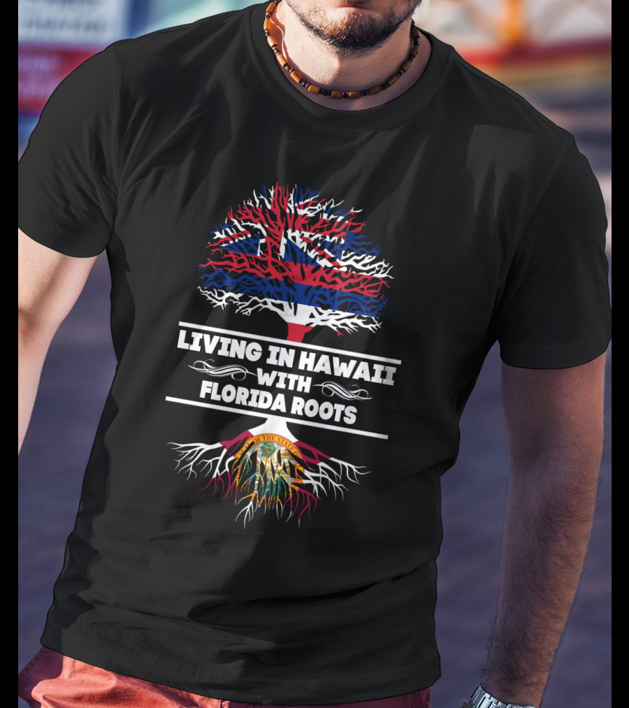 Hawaiian Lifestyle Meets Florida Heritage Tree Design With State Symbols T-Shirt