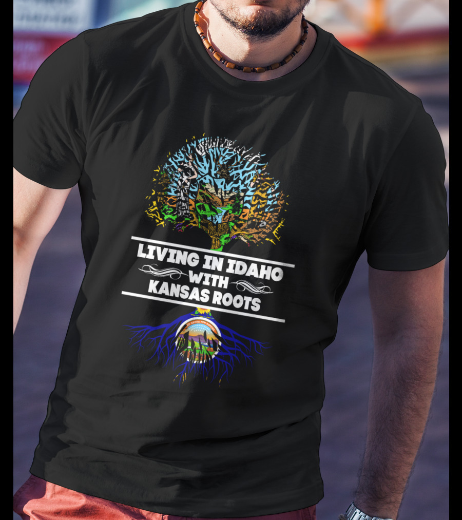 Idaho Living Kansas Roots Tree Art With State Symbols T-Shirt
