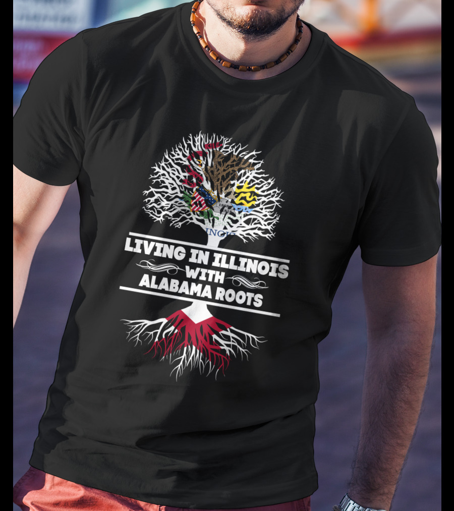 Illinois And Alabama Heritage Tree Design With State Seal Symbolism T-Shirt