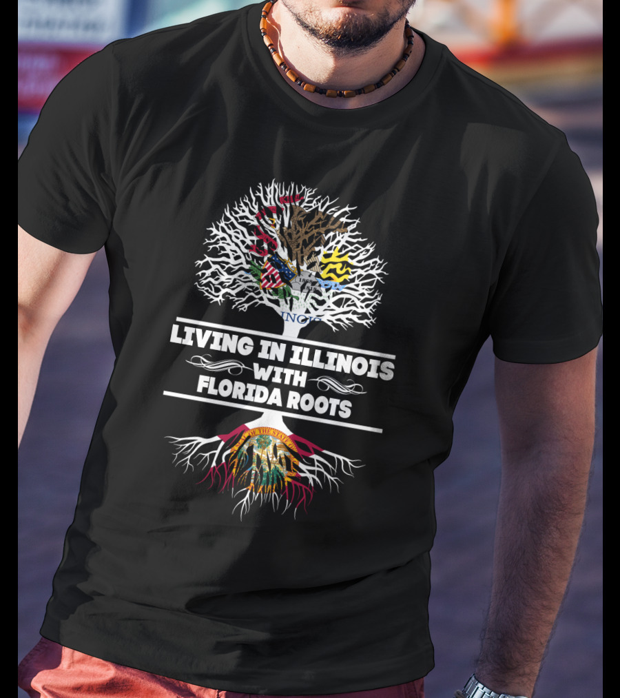 Living In Illinois With Strong Florida Roots Flag Tree T-Shirt