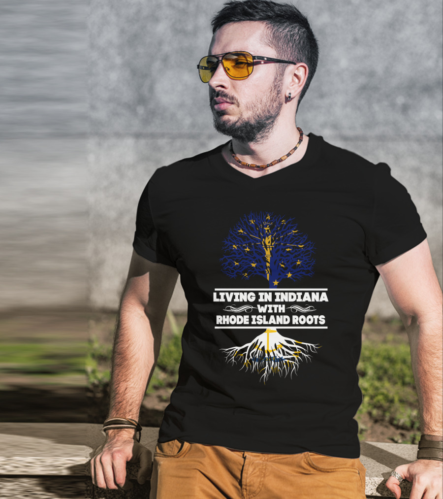 Living In Indiana With Rhode Island Roots Starry Tree T-Shirt