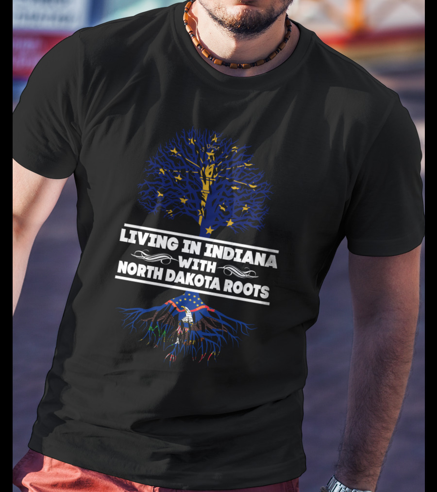Indiana Pride With North Dakota Connections: Tree And Eagle Imagery Highlighting Cultural Heritage T-Shirt
