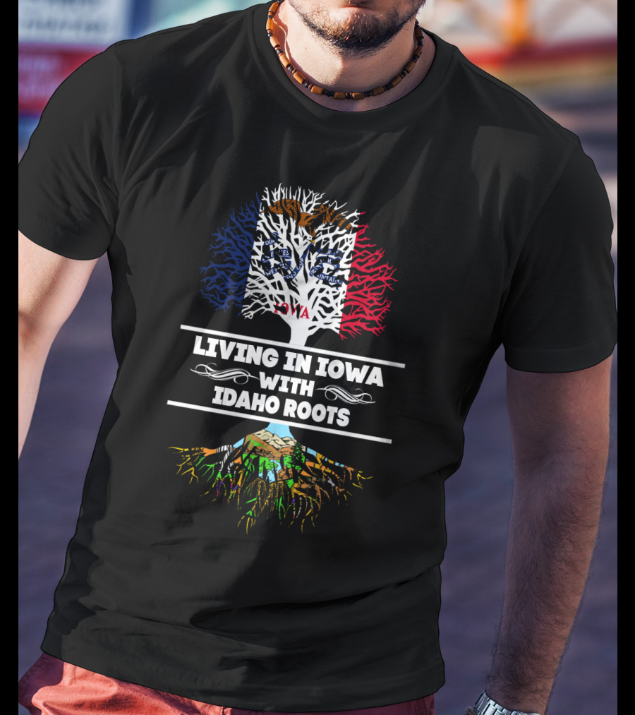 Iowa Pride With Deep Idaho Heritage Symbolized By State Tree And Root T-Shirt
