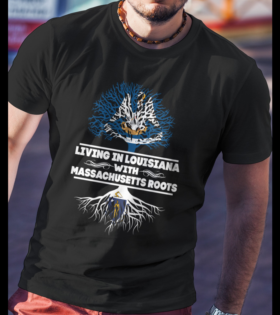 Louisiana Living With Massachusetts Heritage: State Emblem Tree T-Shirt