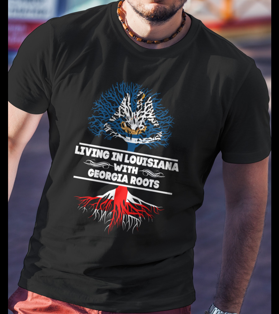 Living In Louisiana With Georgia Roots Pelican Seal Tree T-Shirt