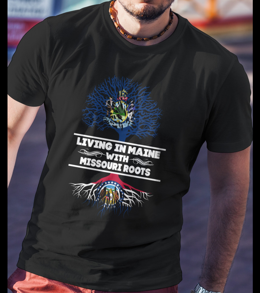 Maine Residency With Heritage Symbolized By Missouri State Emblem Iconography T-Shirt