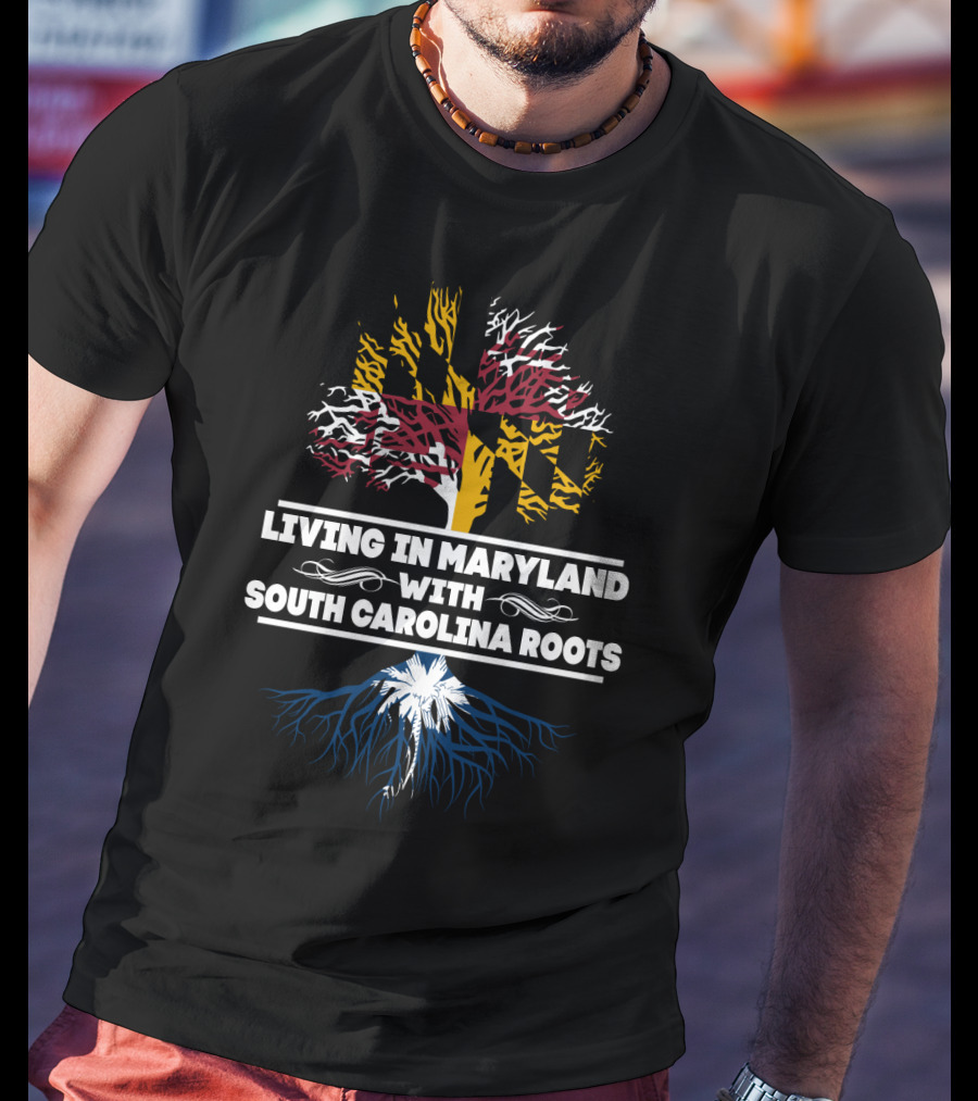 Maryland Flag Tree With South Carolina Palmetto Roots T-Shirt