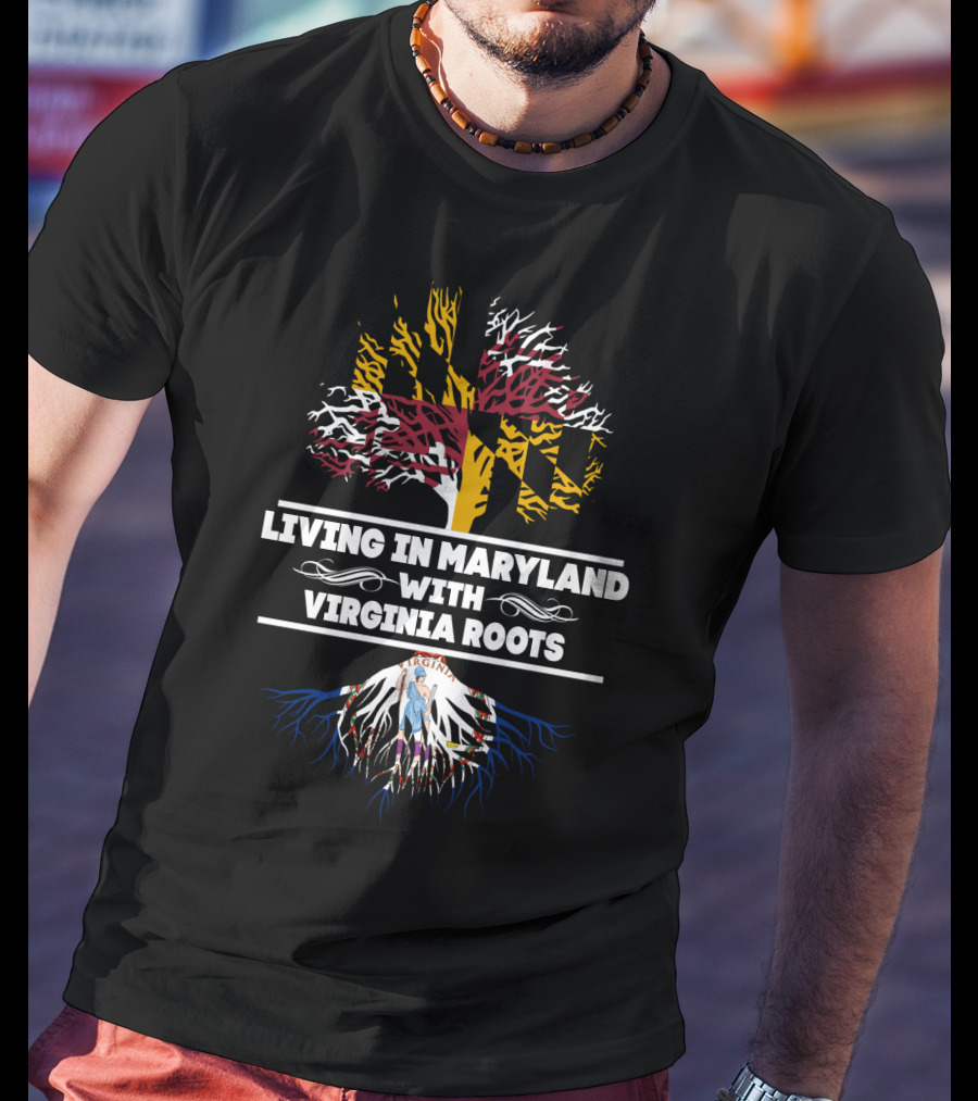 Maryland Pride Virginia Heritage Tree Design With State Flags T-Shirt