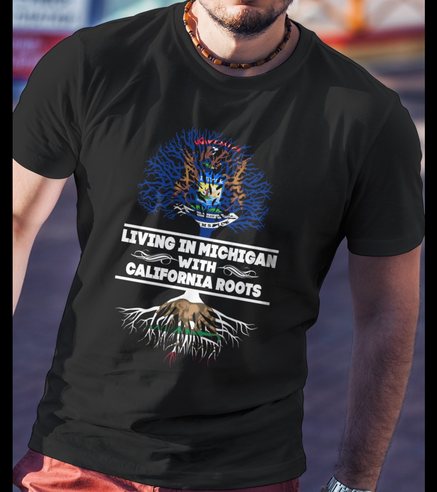 Michigan And California State Symbols Blending Heritage And Geography T-Shirt