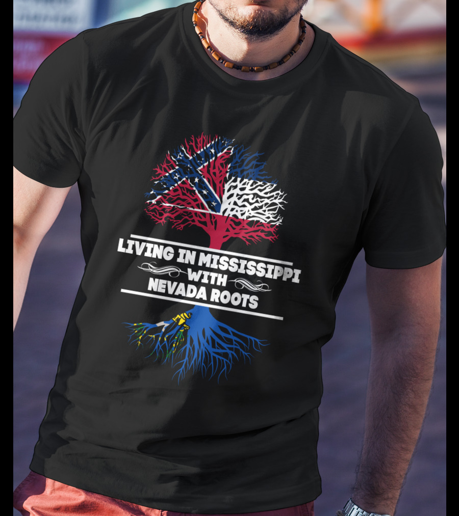 Mississippi State Flag Tree Graphic With Nevada Roots Symbolism T-Shirt