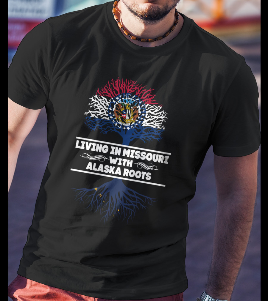 Missouri State Flag Tree With Alaska Roots Connection T-Shirt