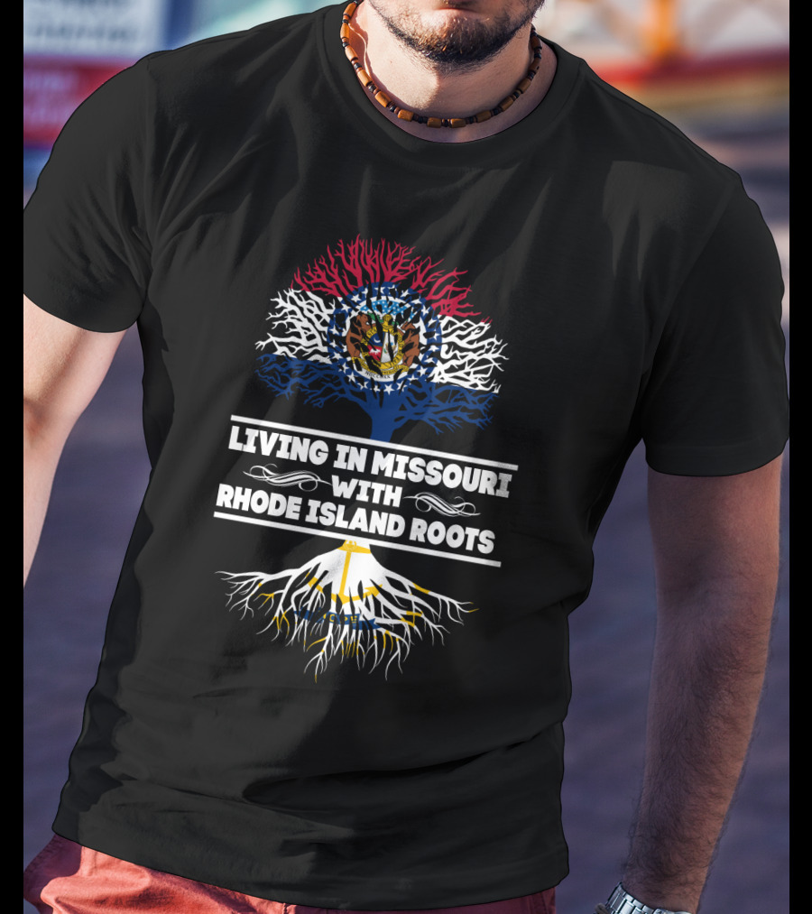 Missouri Pride Blending With Rhode Island Heritage Featuring State Colors And Symbols T-Shirt