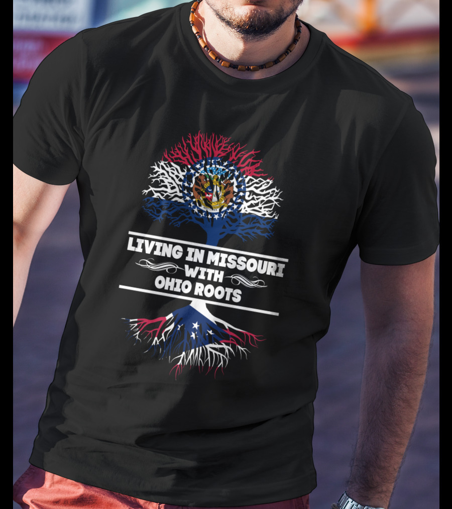 Missouri Pride With Ohio Heritage Symbolized By State Flag Tree Roots T-Shirt