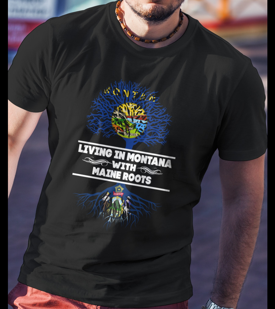 Montana Lifestyle Embracing Maine Heritage With State Symbols And Tree T-Shirt
