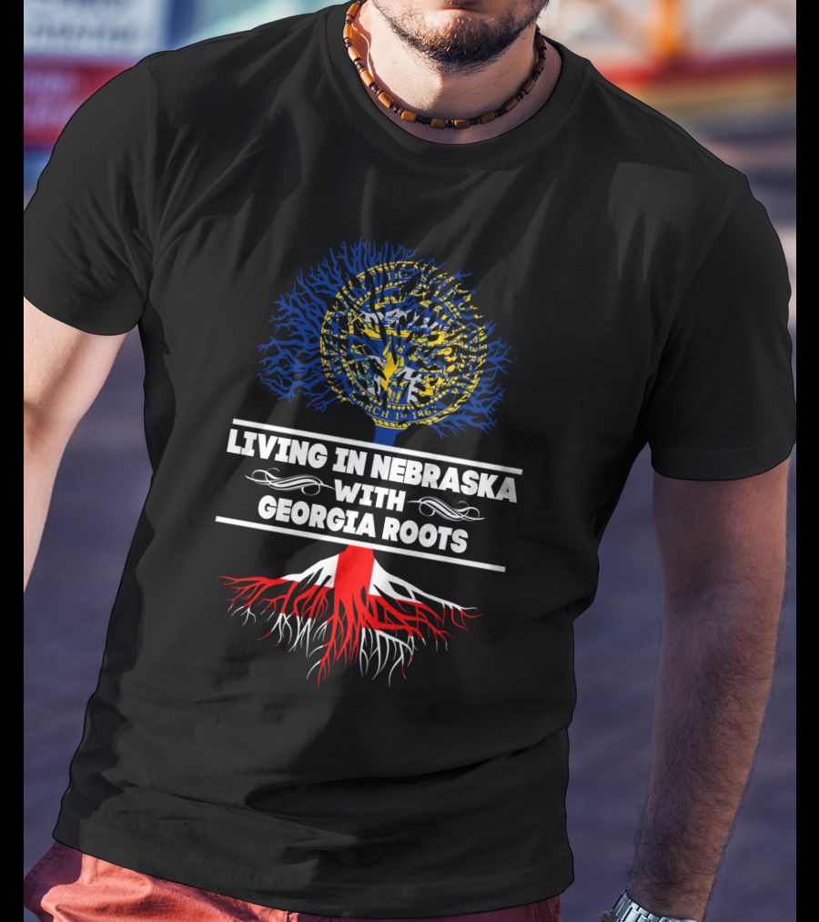Living In Nebraska With Georgia Roots Nebraska State Seal Tree T-Shirt