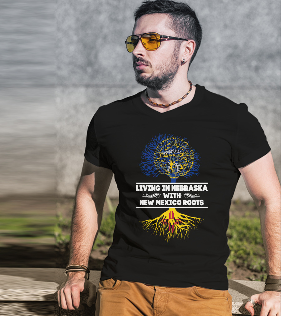 Nebraska Heritage With New Mexico Origins: State Seal And Zia Symbol Tree T-Shirt