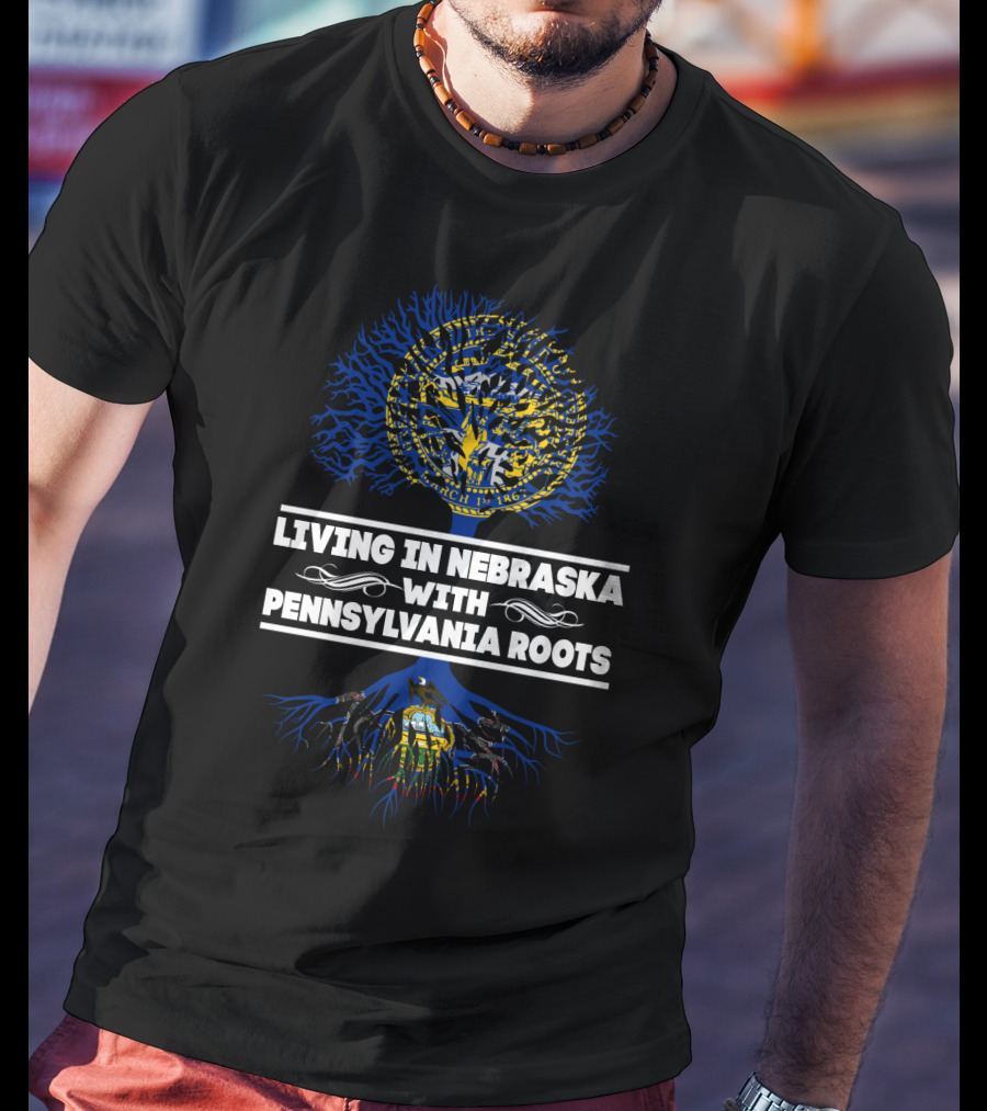 Nebraska Life Pennsylvania Ancestry Connection With Dual State Seals And Tree T-Shirt