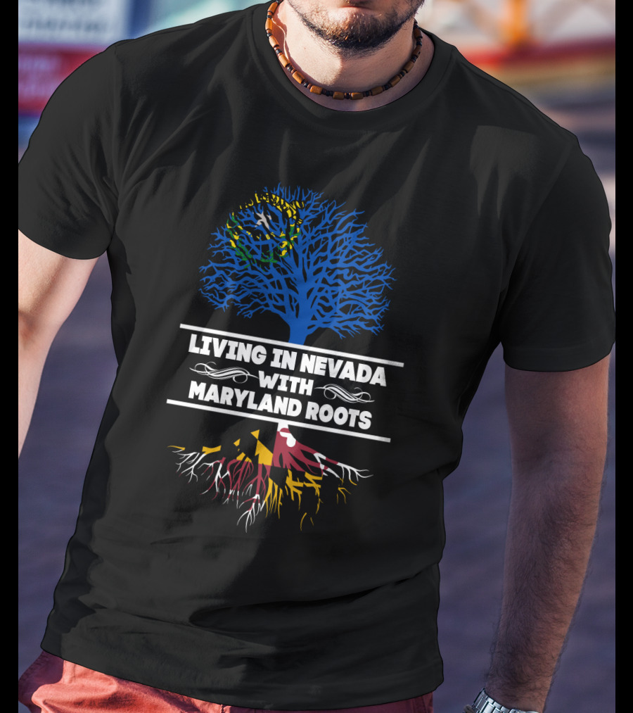 Nevada Pride Maryland Heritage State Flag Tree Roots T-Shirt