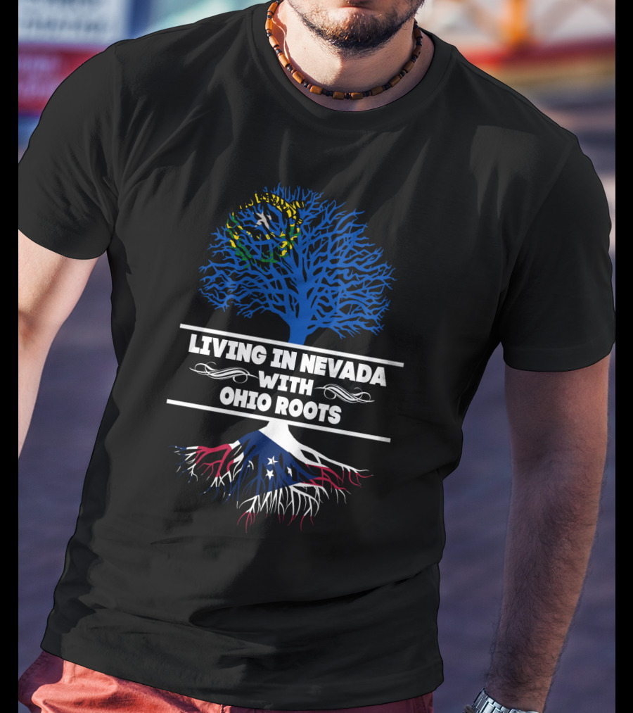 Nevada Living Ohio Roots Tree Graphic With State Flags T-Shirt