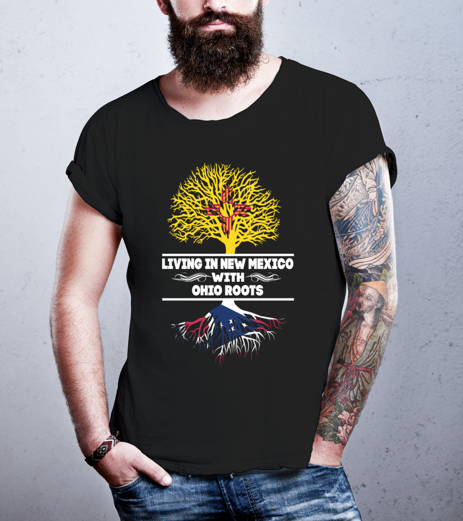New Mexico Life With Ohio Roots And Zia Symbol Tree T-Shirt