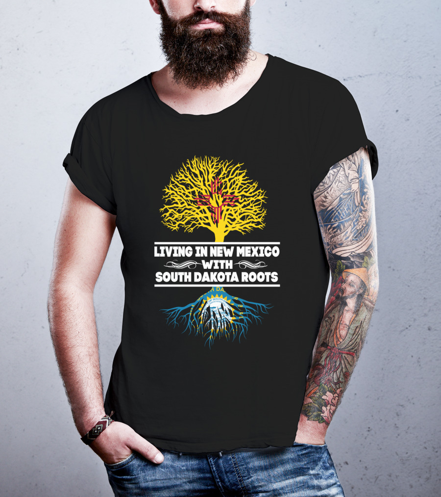 Living In New Mexico With South Dakota Roots Zia Symbol And State Seal Tree T-Shirt