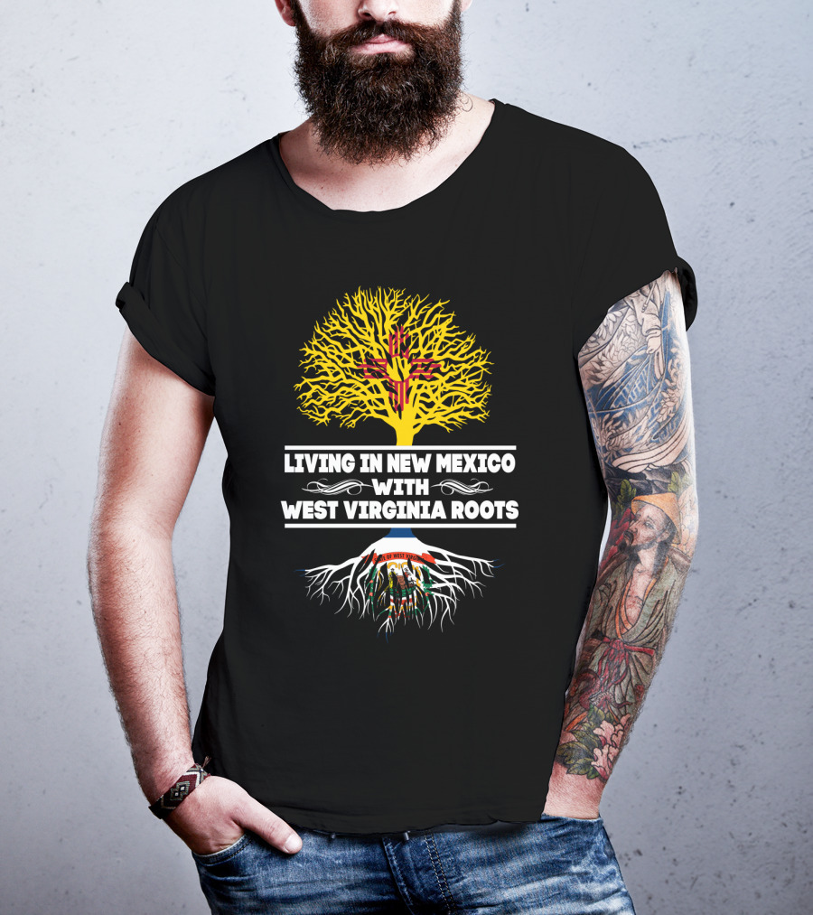 Living In New Mexico With West Virginia Roots Zia Symbol And State Seal Tree T-Shirt