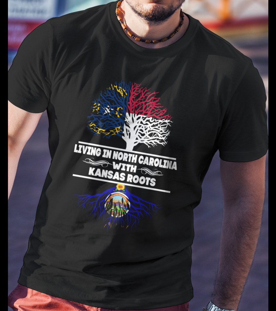 North Carolina Flag Tree With Kansas Roots And State Seal Symbolism T-Shirt