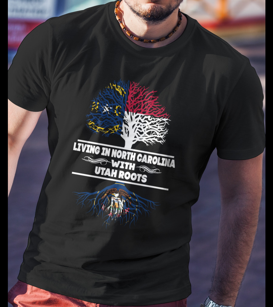 North Carolina Living With Utah Heritage Flag Roots In Tree T-Shirt
