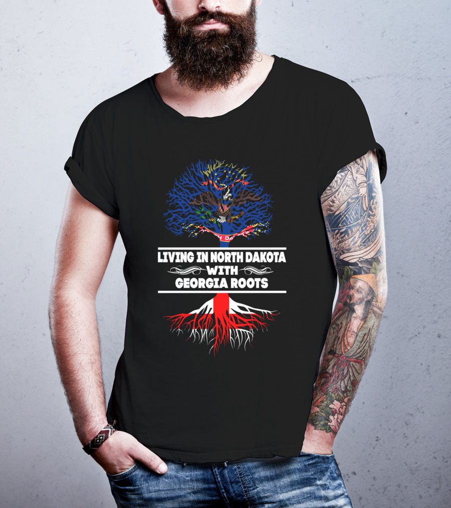 Dual State Pride: Living In North Dakota With Georgia Roots Embracing Heritage And Identity T-Shirt