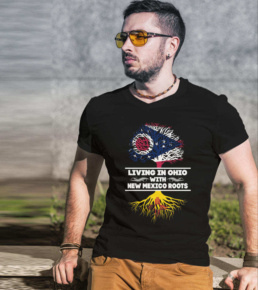 Living In Ohio With New Mexico Roots Flag-Inspired Tree T-Shirt