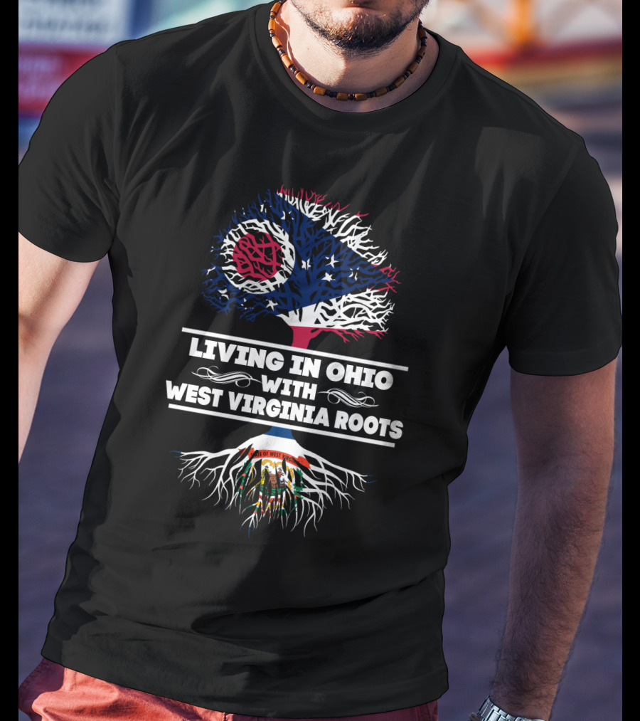 Ohio Flag Tree With West Virginia Roots Flag T-Shirt