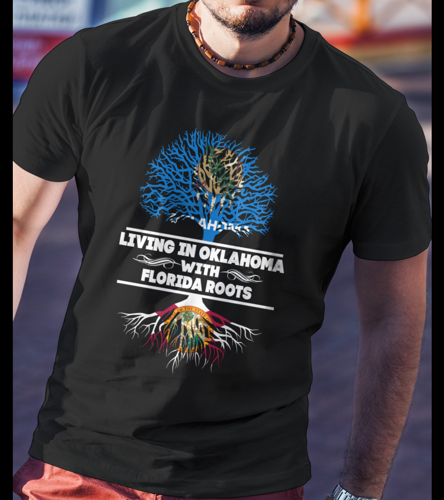 Living In Oklahoma With Florida Roots Camouflage And Flag-Inspired Tree T-Shirt