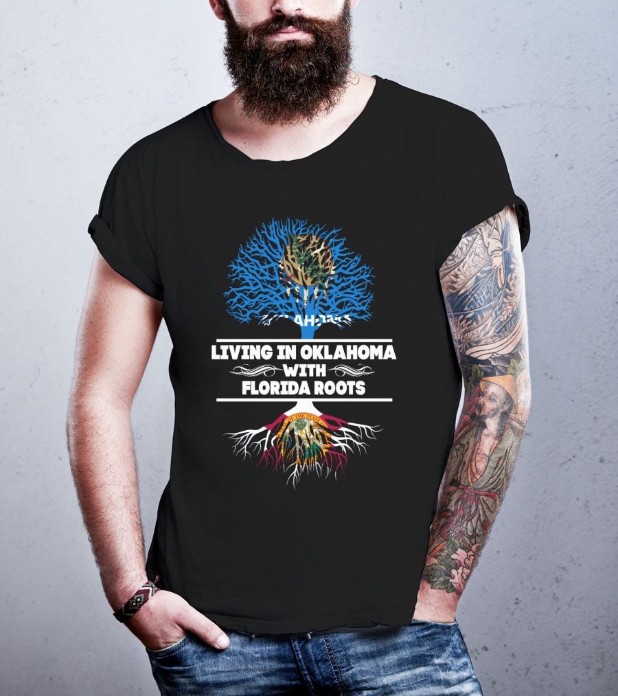 Living In Oklahoma With Florida Roots Camouflage And Flag-Inspired Tree T-Shirt
