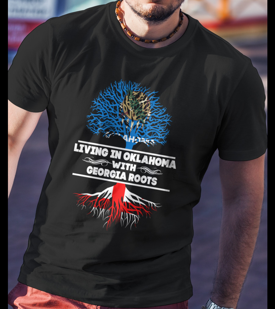 Oklahoma Flag Tree Symbolizing Georgia Roots Heritage And Connection T-Shirt