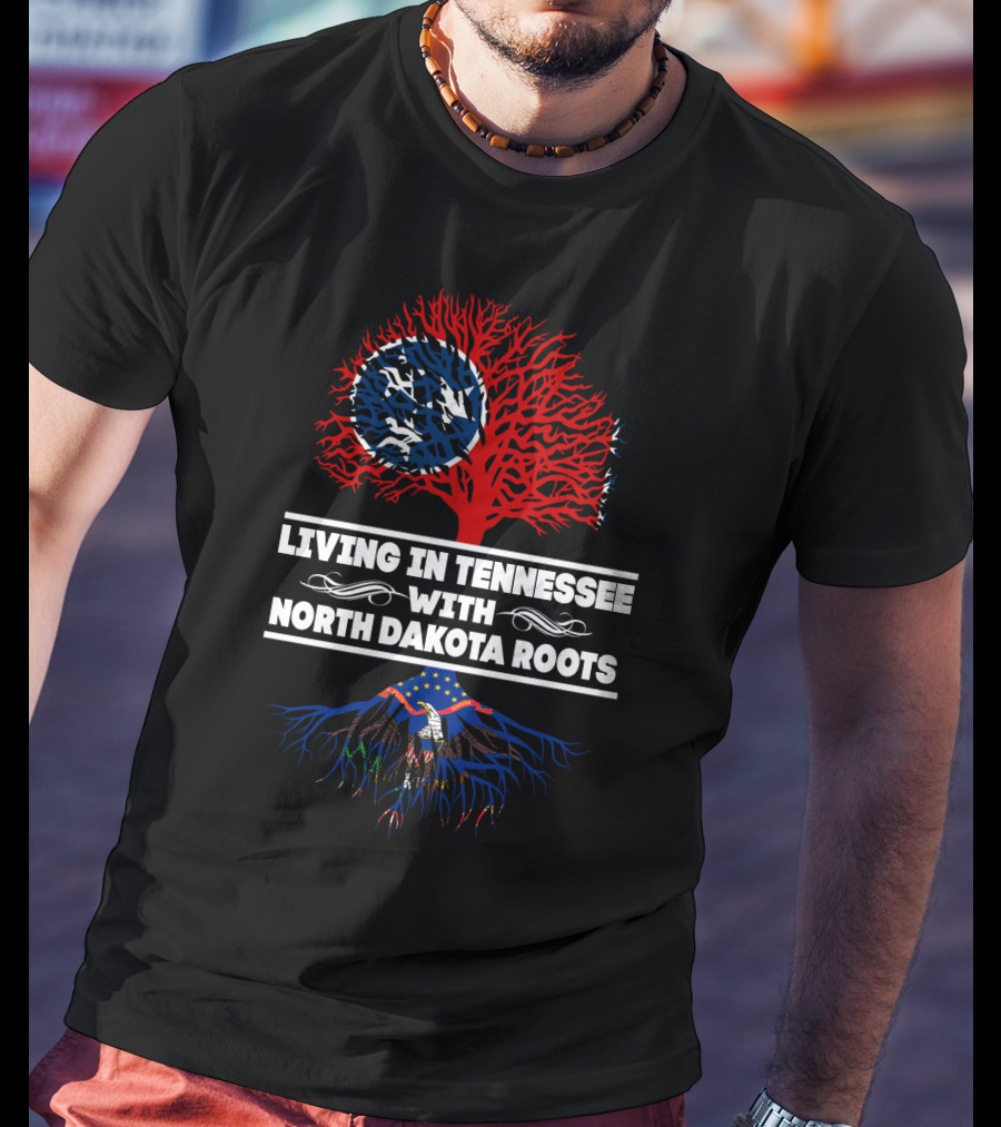 Dual Heritage Pride: Tennessee Living With North Dakota Roots Featuring State Symbols T-Shirt